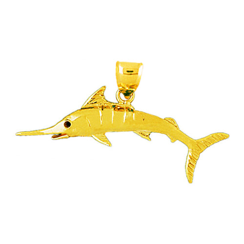 Image of ID 1 14K Gold Marlin Fish Pendant