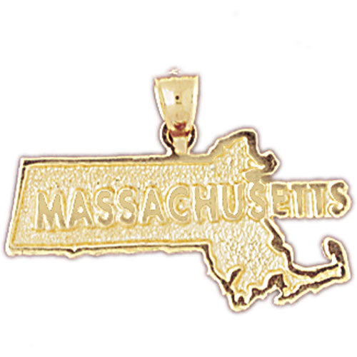 Image of ID 1 14K Gold Massachusetts State Map Pendant