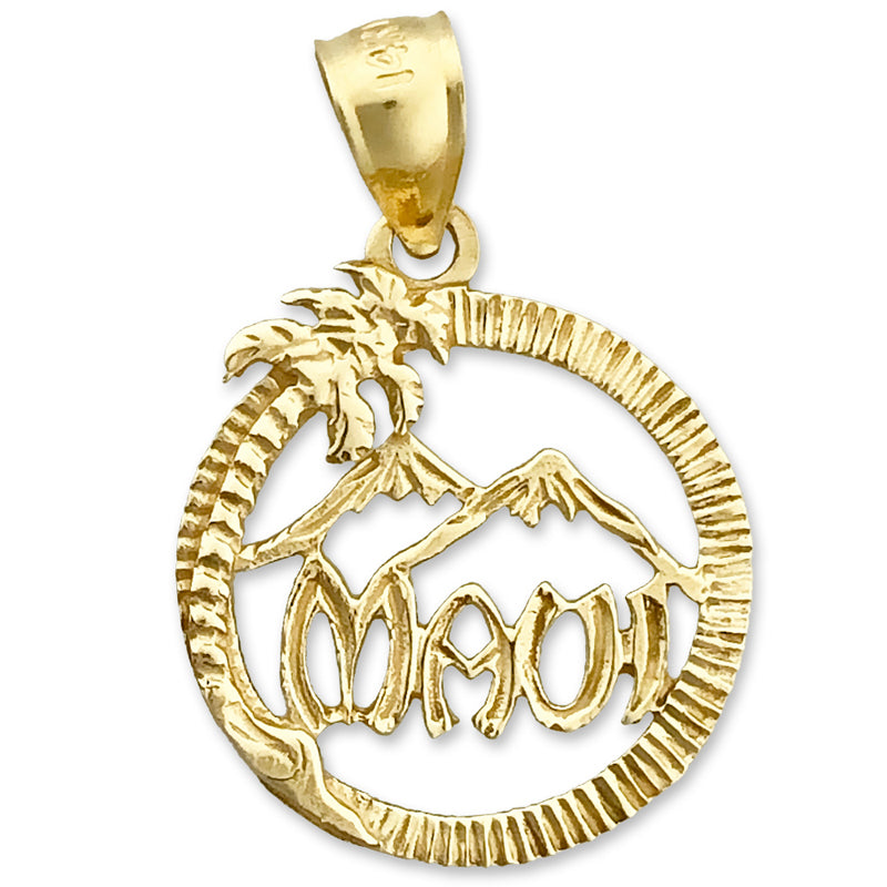Image of ID 1 14K Gold Maui in Circle Charm