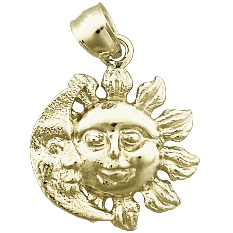 Image of ID 1 14K Gold Moon and Sun Charm