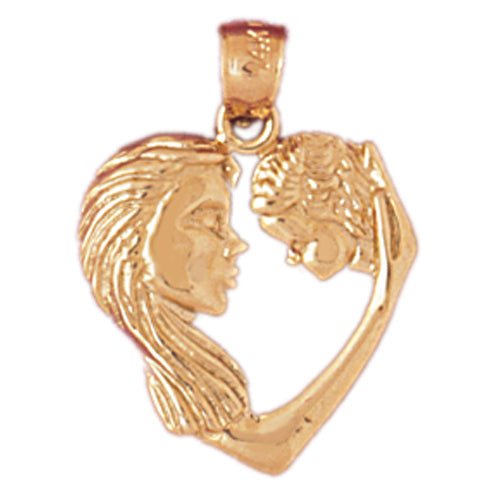 Image of ID 1 14K Gold Mother Holding Baby Heart Pendant