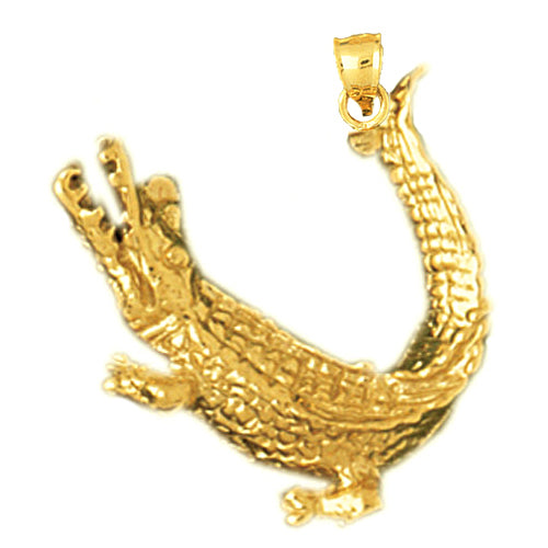 Image of ID 1 14K Gold Mouth Open Alligator Pendant