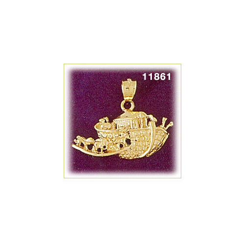 Image of ID 1 14K Gold Noah&#39s Ark with Animals Pendant