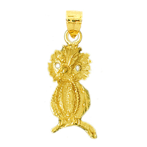 Image of ID 1 14K Gold Nocturnal Owl Pendant