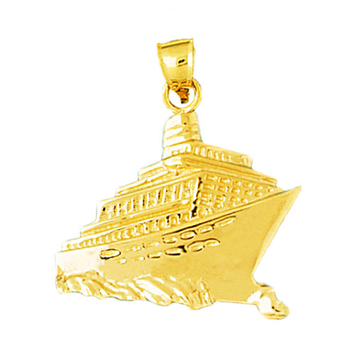 Image of ID 1 14K Gold Ocean Cruise Ship and Waves Pendant