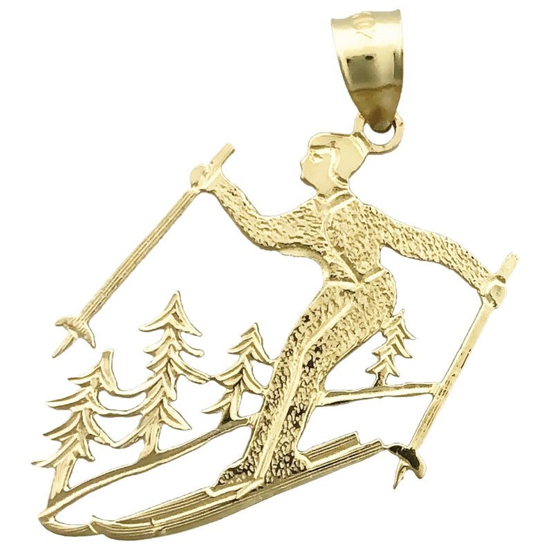 Image of ID 1 14K Gold Olympic Skier Pendant