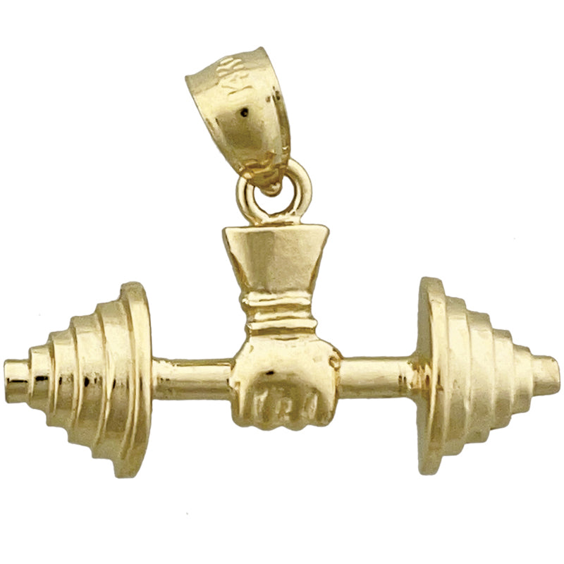 Image of ID 1 14K Gold One Arm Dumbbell Pendant