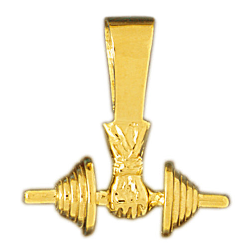 Image of ID 1 14K Gold One Handed 3D Barbell Pendant