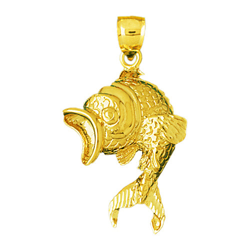 Image of ID 1 14K Gold Open Mouth Freshwater Goldfish Pendant