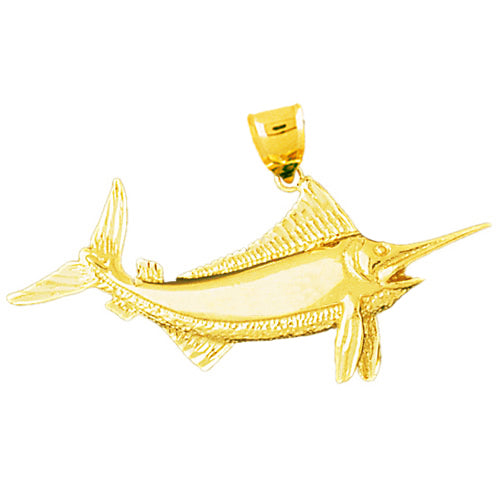 Image of ID 1 14K Gold Open Mouth Marlin Fish Pendant