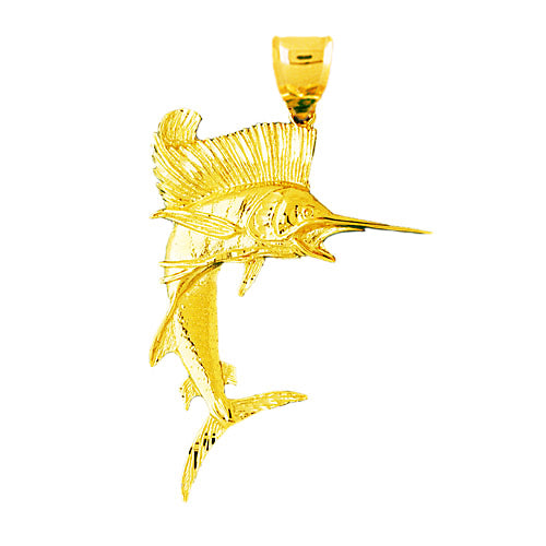 Image of ID 1 14K Gold Open Mouth Sailfish Pendant