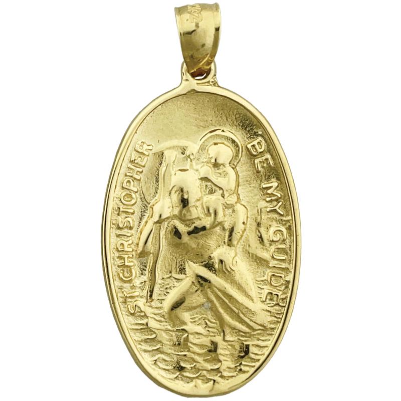 Image of ID 1 14K Gold Oval Saint Christopher Be My Guide Medallion