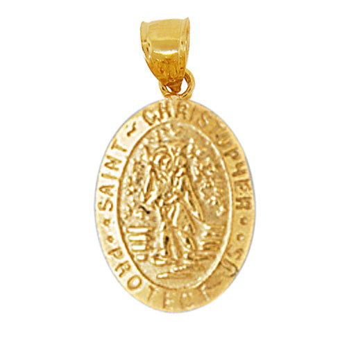 Image of ID 1 14K Gold Oval Saint Christopher Charm