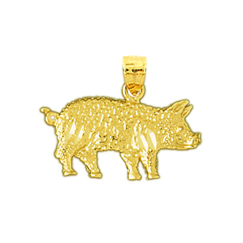 Image of ID 1 14K Gold Pig with Curly Tail Pendant