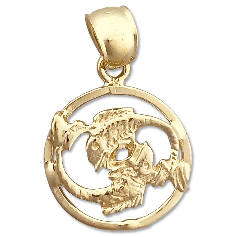 Image of ID 1 14K Gold Pisces Zodiac Circle Charm