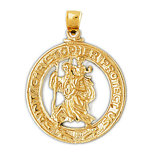 Image of ID 1 14K Gold Protect Us Saint Christopher Pendant