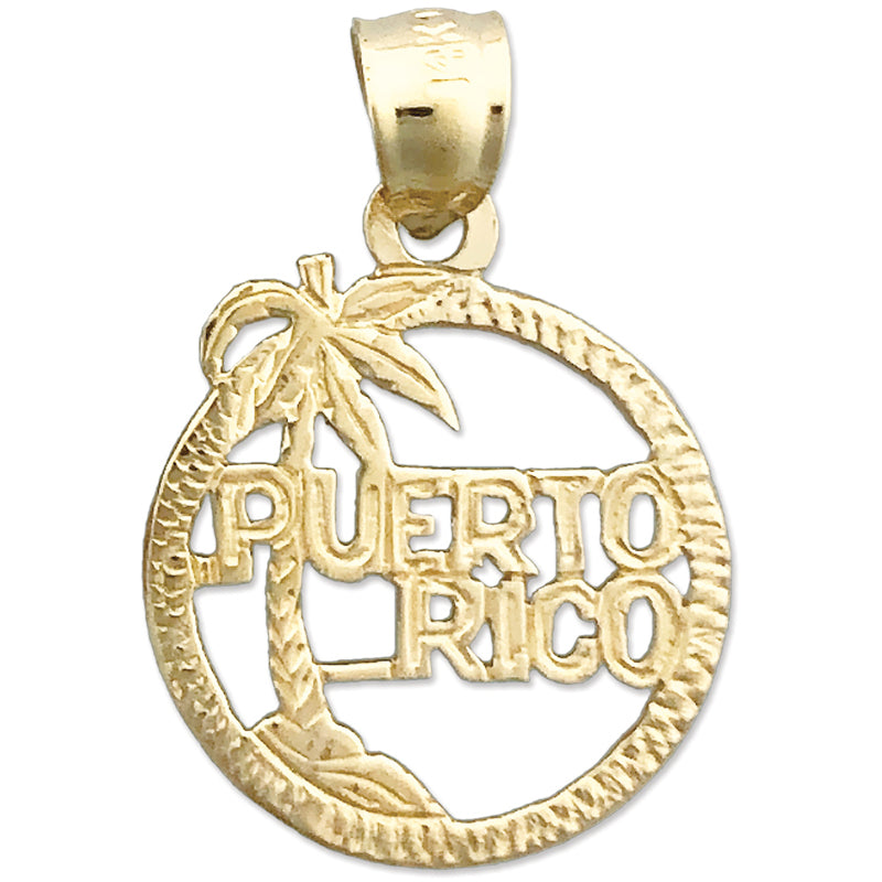 Image of ID 1 14K Gold Puerto Rico In Circle Charm
