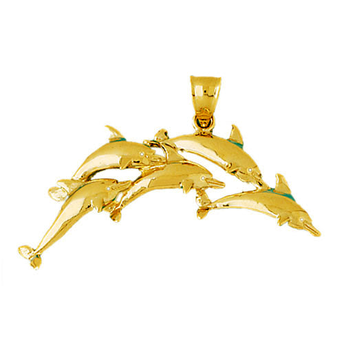 Image of ID 1 14K Gold Quintet Arch of Five Dolphins Pendant