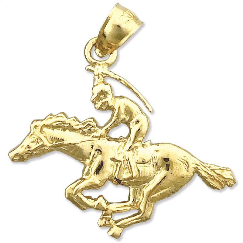 Image of ID 1 14K Gold Race Horse and Jockey Pendant