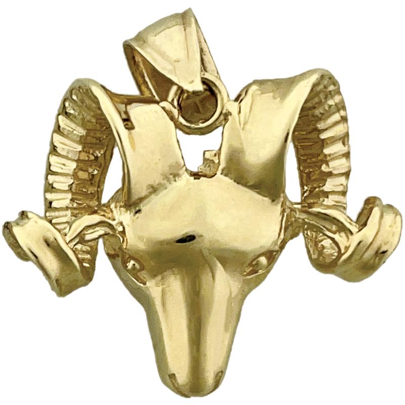 Image of ID 1 14K Gold Ram Head Pendant