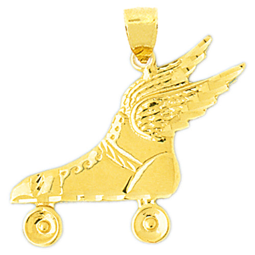Image of ID 1 14K Gold Roller Skate with Wings Pendant