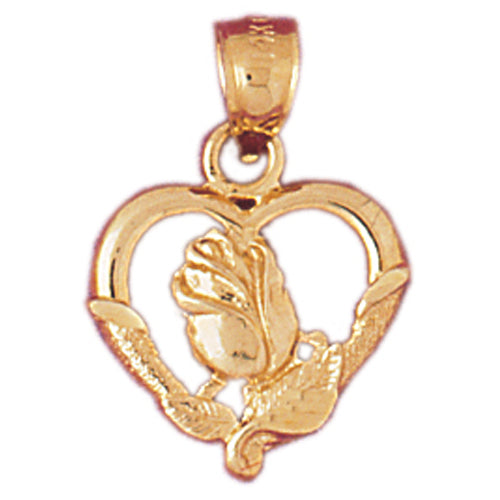 Image of ID 1 14K Gold Rose In Heart Charm