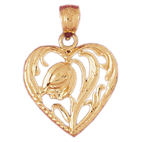 Image of ID 1 14K Gold Rose In Heart Pendant