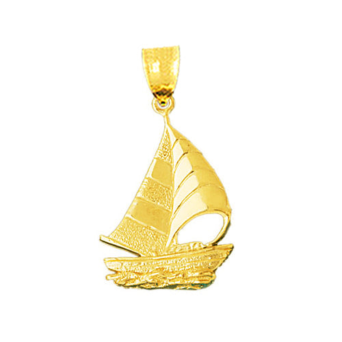 Image of ID 1 14K Gold Sailboat with Waves Pendant