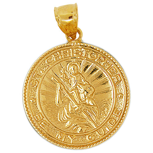 Image of ID 1 14K Gold Saint Christopher Be My Guide Medallion