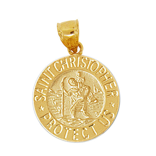 Image of ID 1 14K Gold Saint Christopher Protect Us Coin Medallion