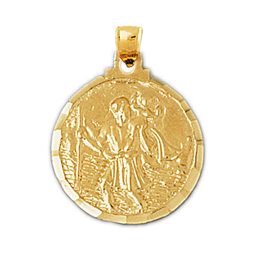 Image of ID 1 14K Gold Saint Christopher Round Medallion
