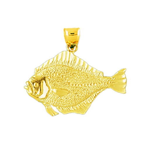 Image of ID 1 14K Gold Sanddab Fish Pendant
