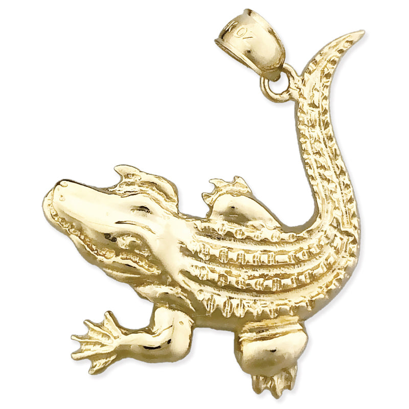 Image of ID 1 14K Gold Scaly Skin Crocodile Pendant