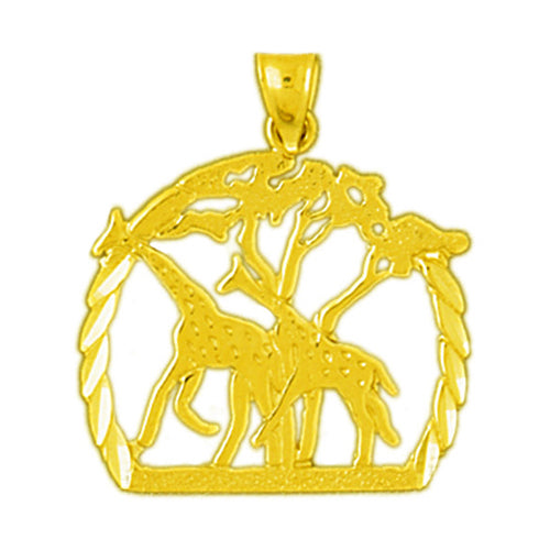 Image of ID 1 14K Gold Scenic Giraffes Pendant