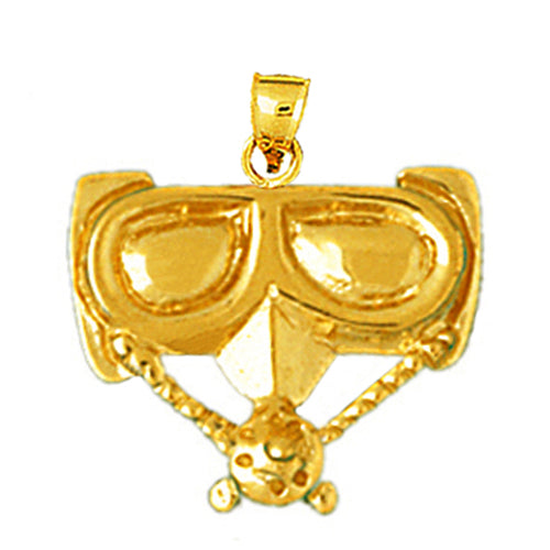 Image of ID 1 14K Gold Scuba Diving Mask with Mouth Piece Charm
