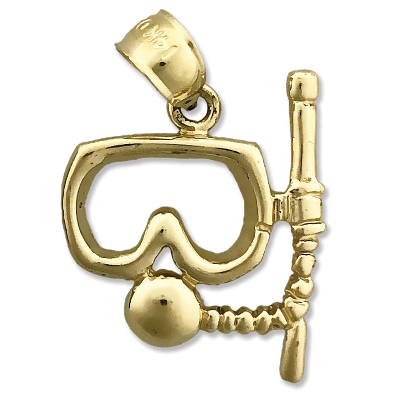 Image of ID 1 14K Gold Scuba Snorkel with Mask Charm