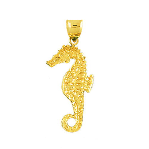 Image of ID 1 14K Gold Sculpture Seahorse Pendant