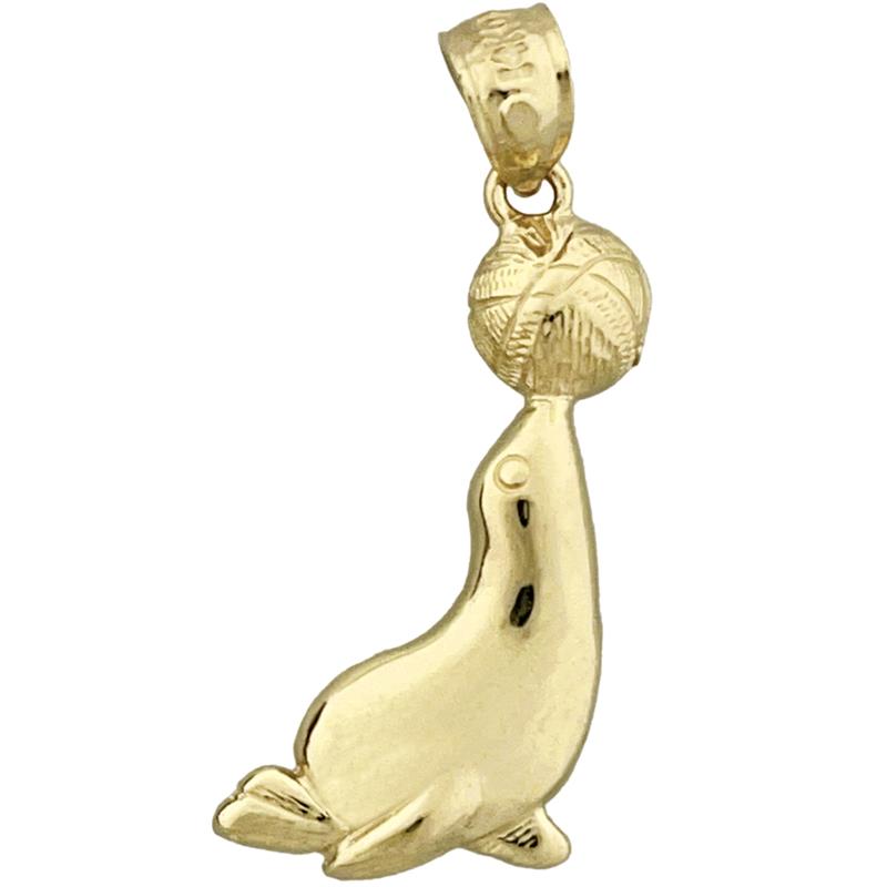 Image of ID 1 14K Gold Sea Lion with Ball Charm