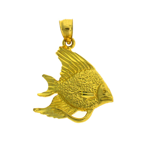 Image of ID 1 14K Gold Sealife Angelfish Pendant