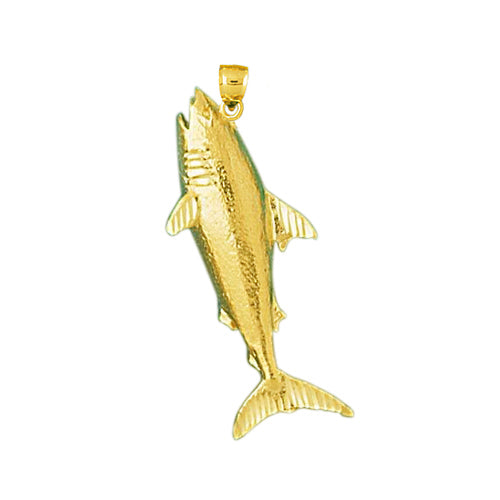 Image of ID 1 14K Gold Shark Swimming To Surface Pendant