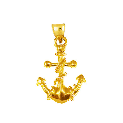 Image of ID 1 14K Gold Ship Anchor and Rope Charm