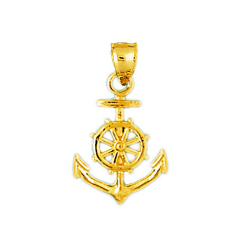 Image of ID 1 14K Gold Ship Anchor and Wheel Charm
