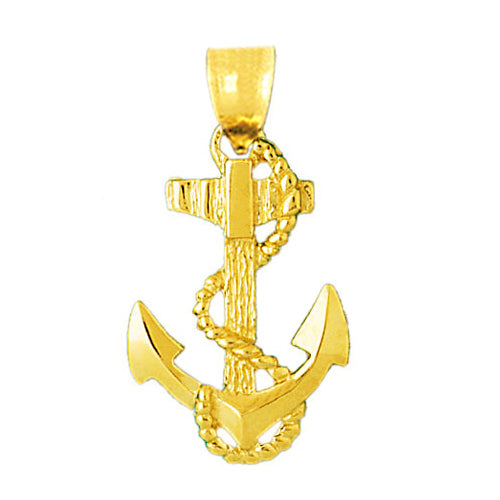 Image of ID 1 14K Gold Ship Anchor with Sailor Rope Pendant