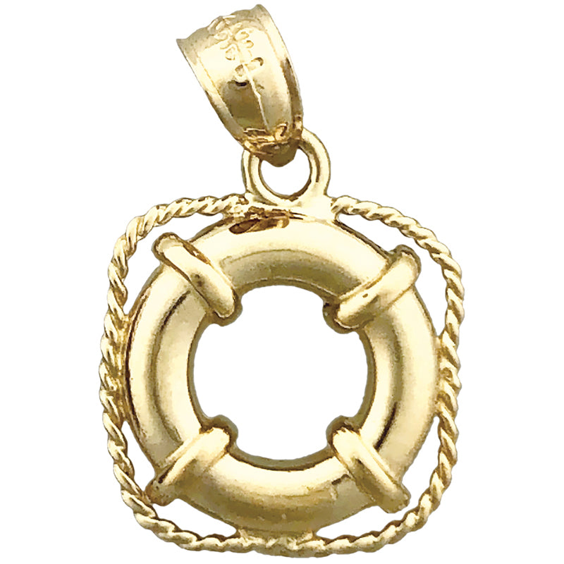 Image of ID 1 14K Gold Ship Life Preserver Charm