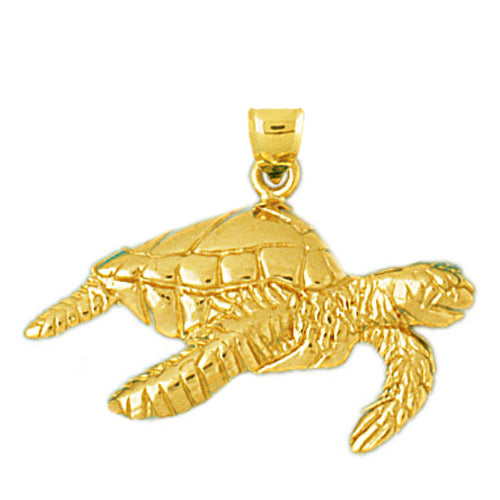 Image of ID 1 14K Gold Side View Sea Turtle Pendant