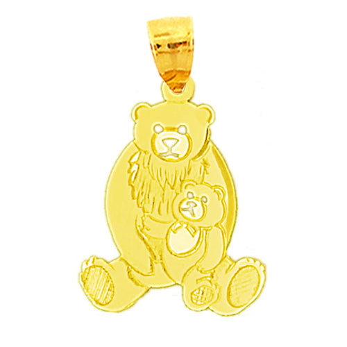 Image of ID 1 14K Gold Silhouette Bear with Cub Pendant
