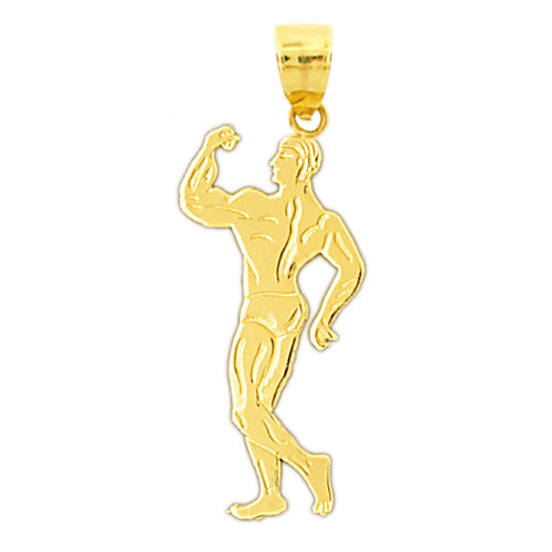 Image of ID 1 14K Gold Silhouette Bodybuilder Pendant