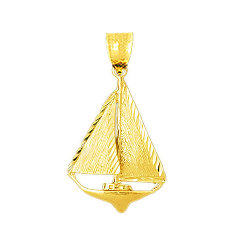 Image of ID 1 14K Gold Single Sloop 30MM Sailboat Pendant