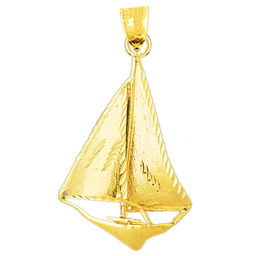 Image of ID 1 14K Gold Single Sloop 38MM Sailboat Pendant