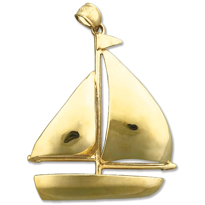 Image of ID 1 14K Gold Single Sloop Sailboat Pendant